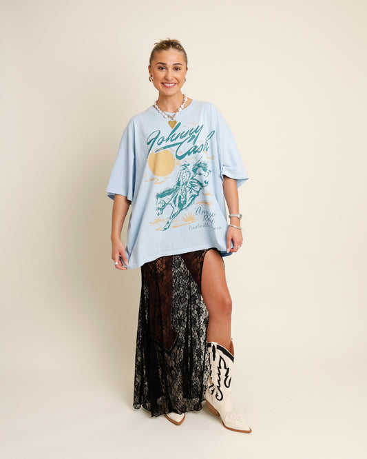 black lace midi skirt