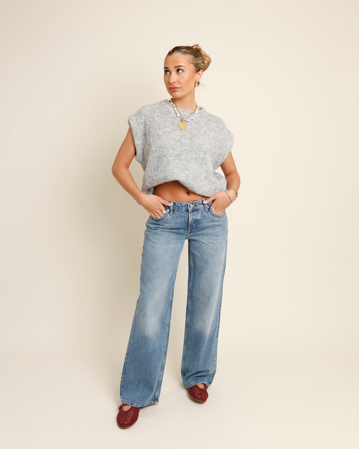 FREE PEOPLE TENNESSEE LOW-RISE BOYFRIEND JEANS IN COWBOY ROMANCE