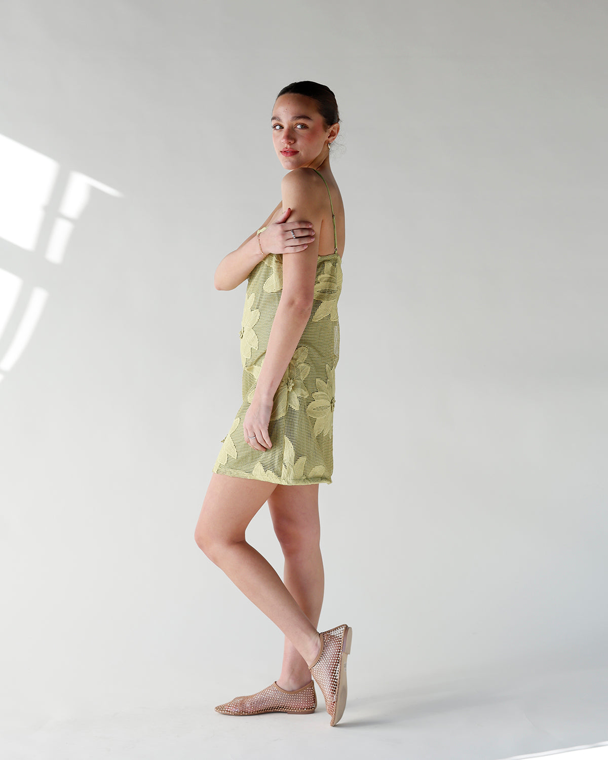 ELECTRIC BLOOM CROCHET MINI DRESS