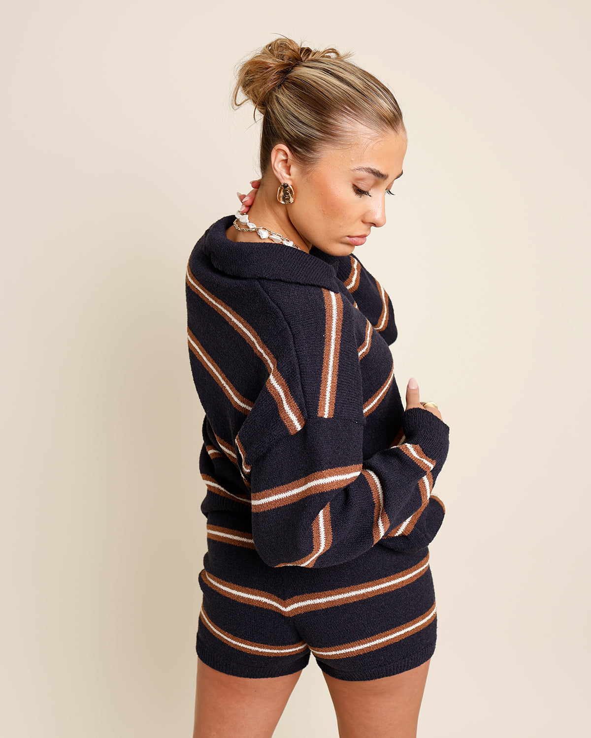 ASHER STRIPED CARDIGAN AND SHORTS SET