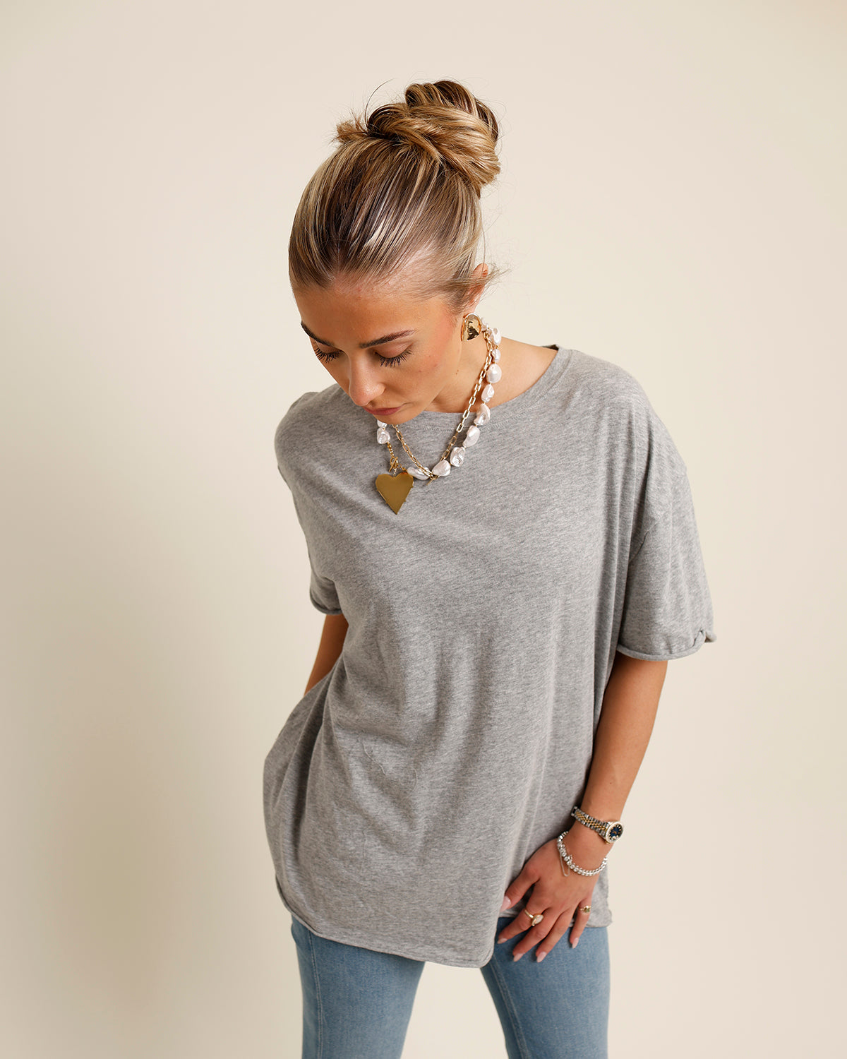 free people oversized grey tee