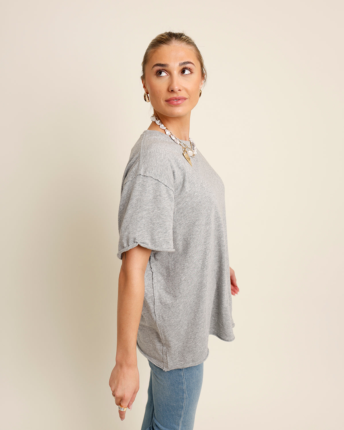 FREE PEOPLE NINA TEE X HEATHER GRAY