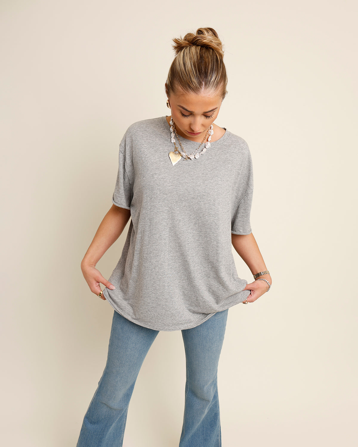 FREE PEOPLE NINA TEE X HEATHER GRAY