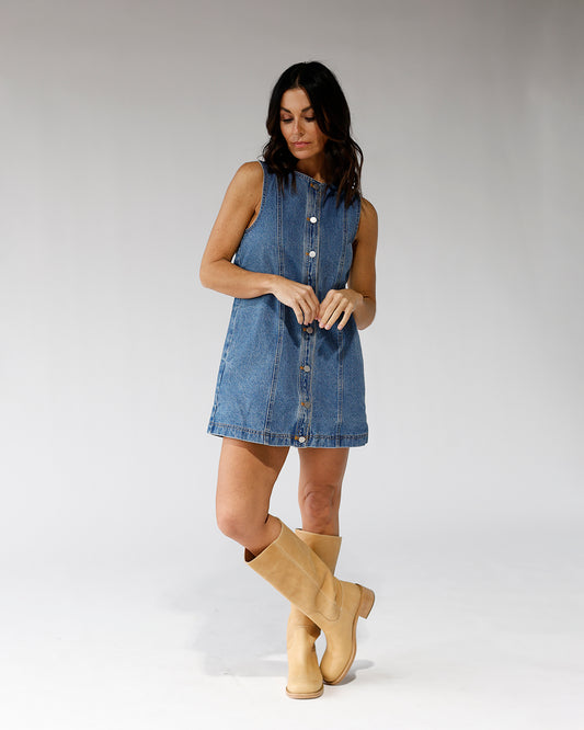 denim dress casual day dress concert attire fall outfit fall boots