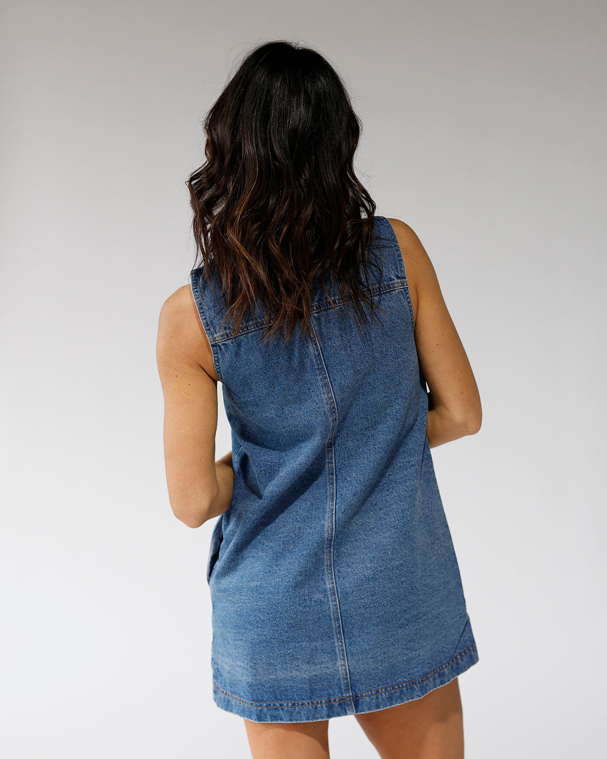 THE CITY BLUES DENIM MINI DRESS