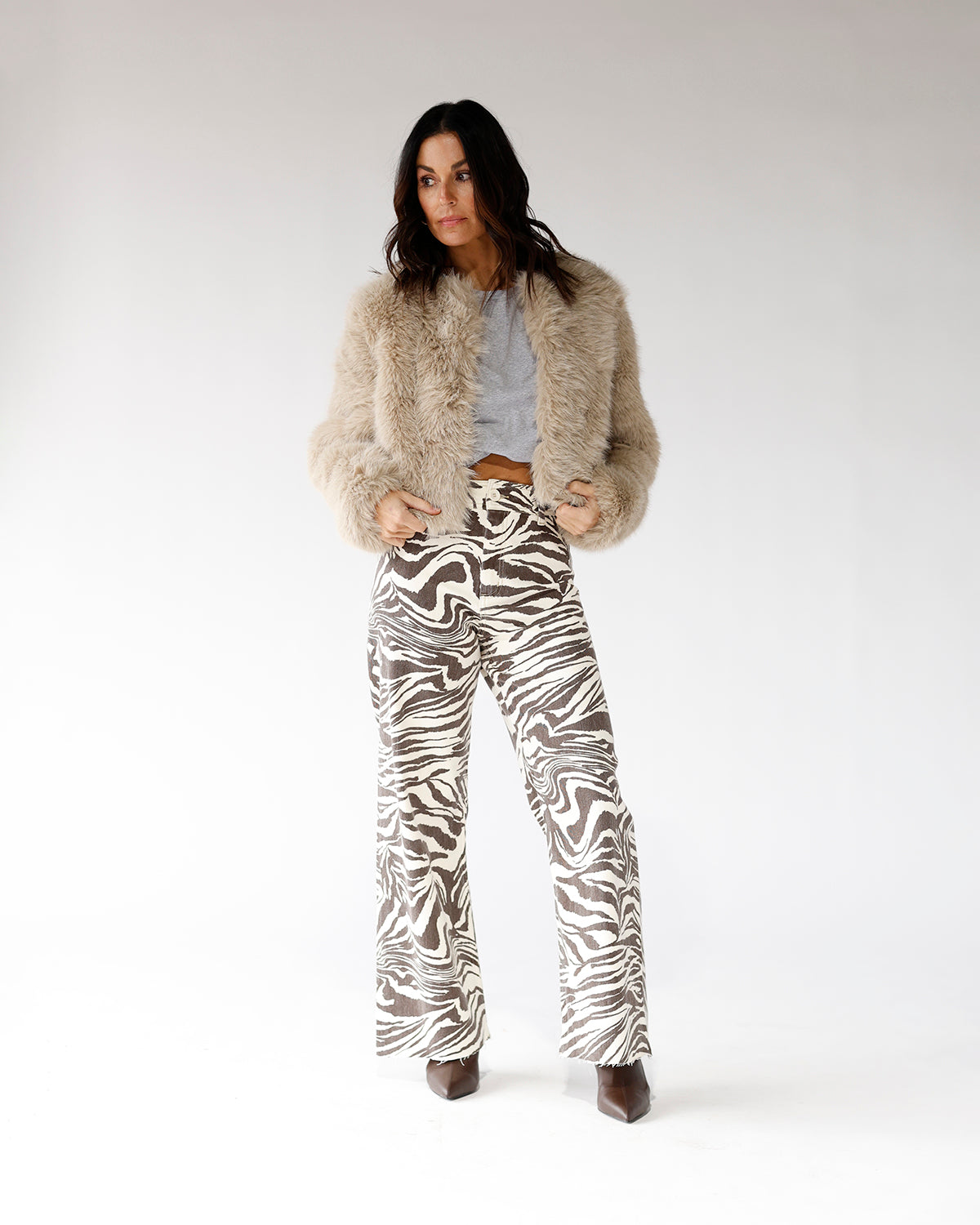 FEELIN' WIDE ZEBRA PRINT WIDE LEG JEAN