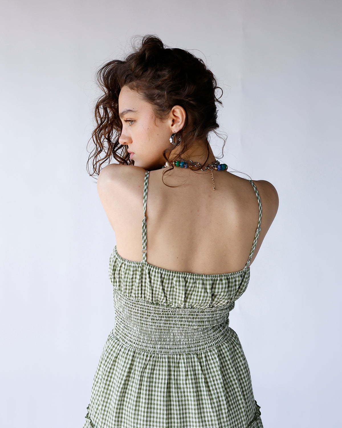 SAGE SMOCKED WAIST MAXI DRESS