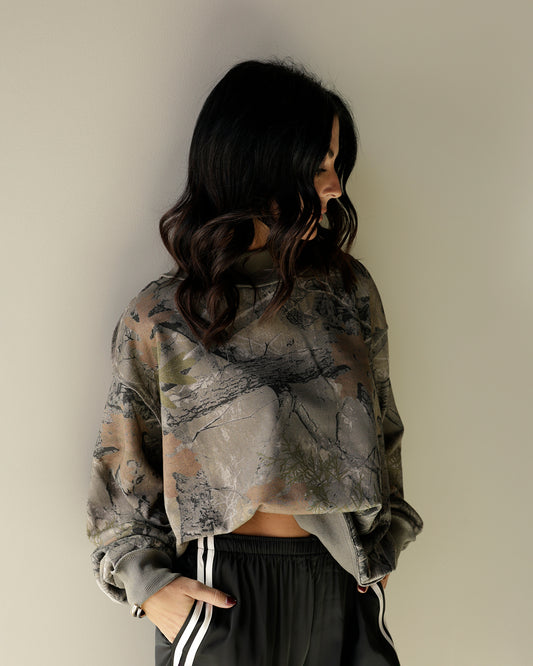 TRENDING CAMO MOCK NECK SWEATSHIRT