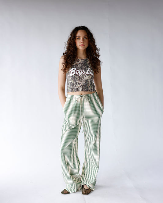 green and cream striped wide leg lounge pants women wide leg striped pants