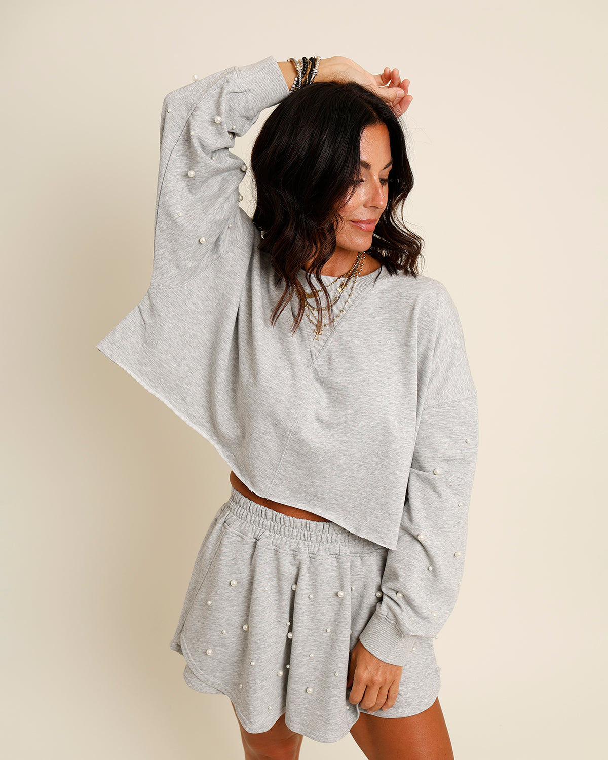 THE WORLD IS YOUR OYSTER PEARL EMBELLISHED SKORT