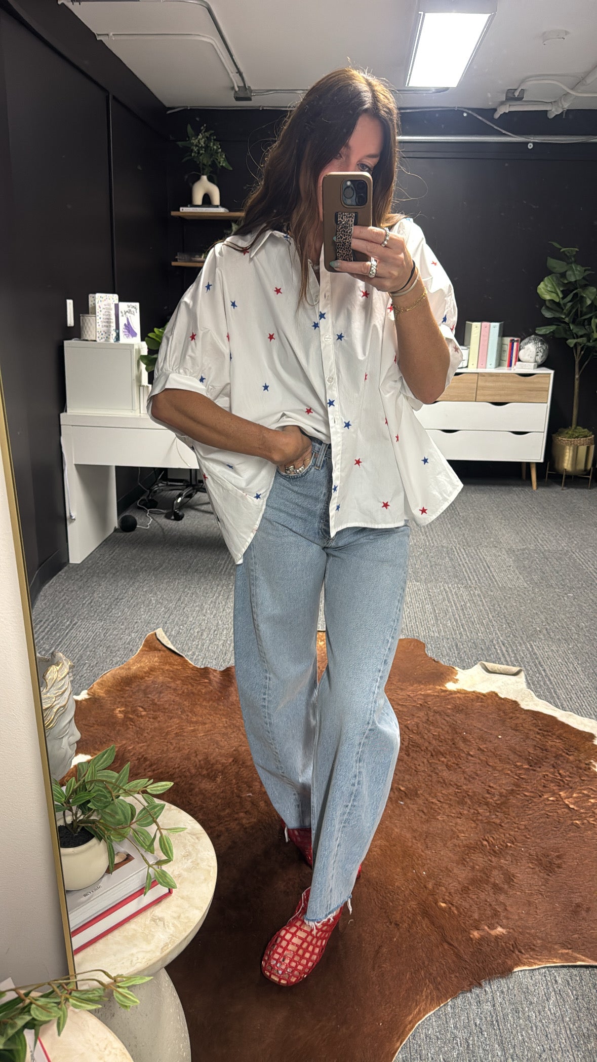 STAR SPANGLED BUTTON UP BLOUSE