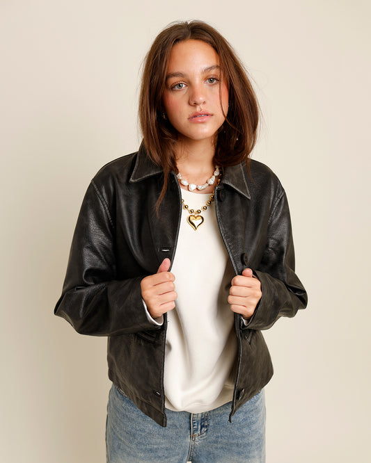 FREE PEOPLE HERA VEGAN LEATHER JACKET