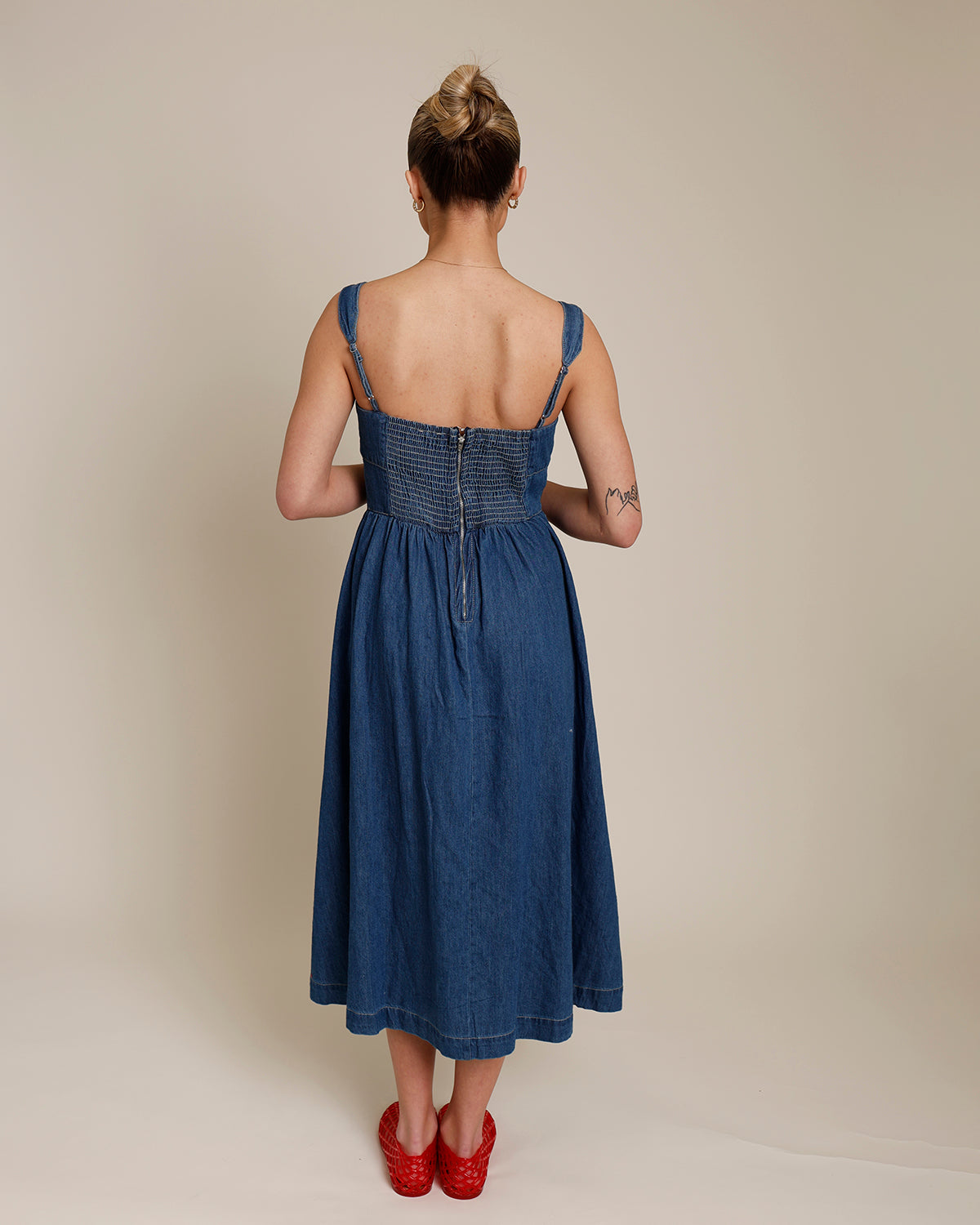 RAQUEL DENIM MIDI DRESS