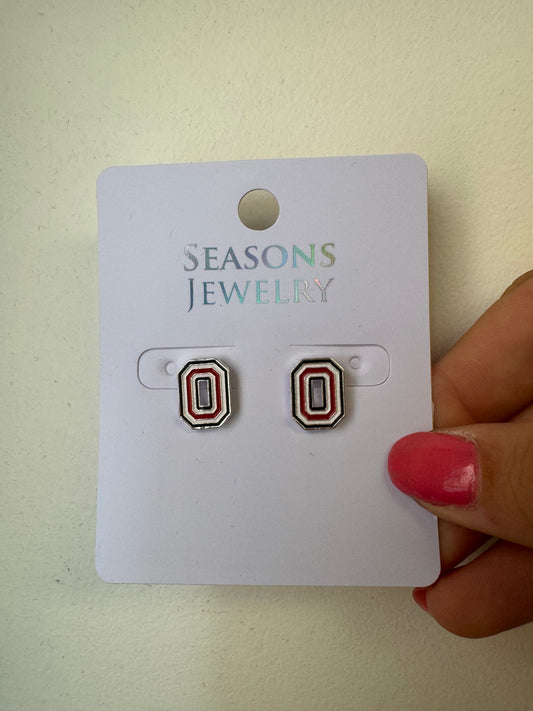 OHIO STATE ENAMEL STUD EARRINGS