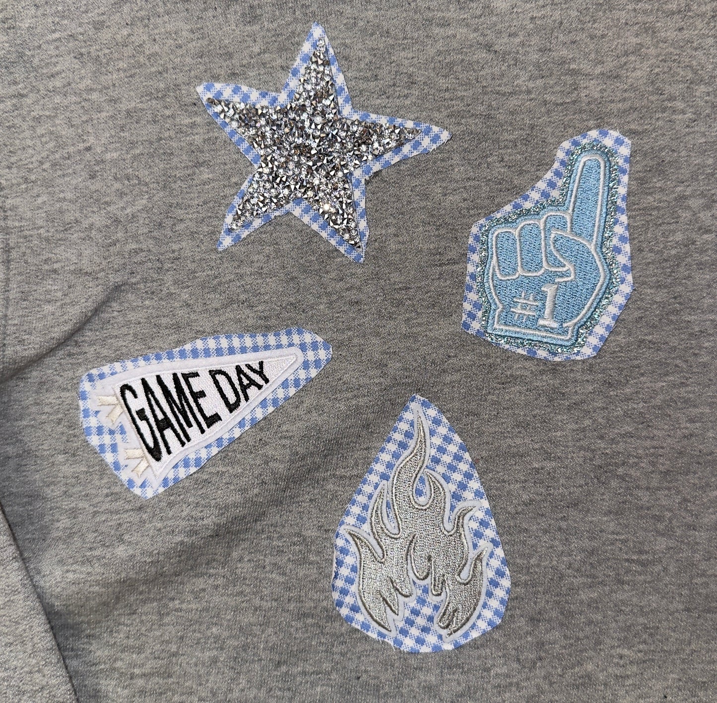 BLEACHER BABE X GAMEDAY GRAY CROPPED CREWNECK