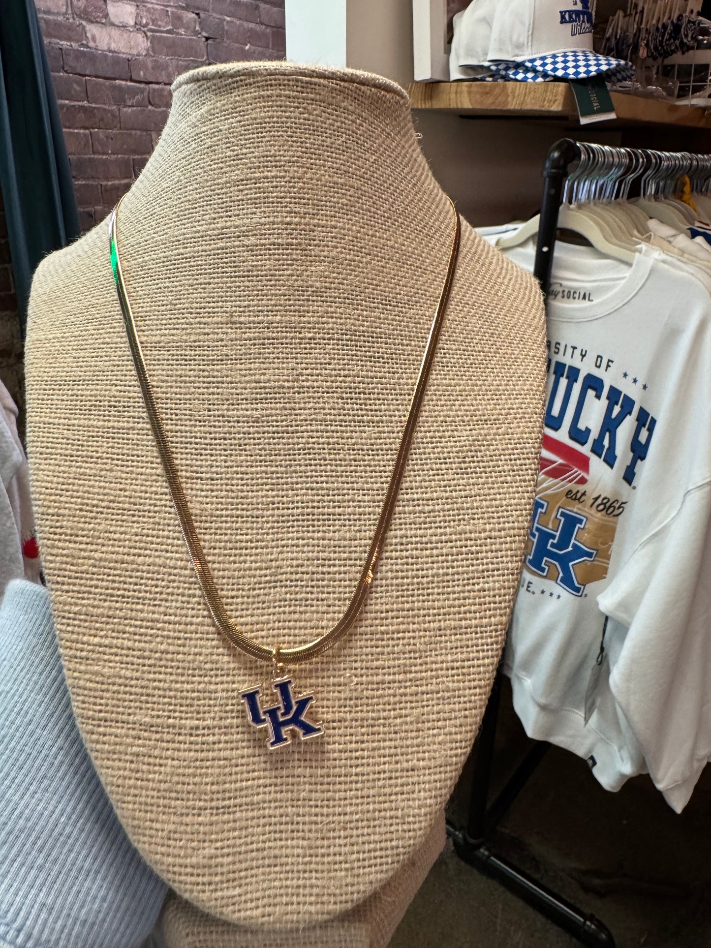 KENTUCKY GOLD & ENAMEL FLAT SNAKE CHAIN NECKLACE