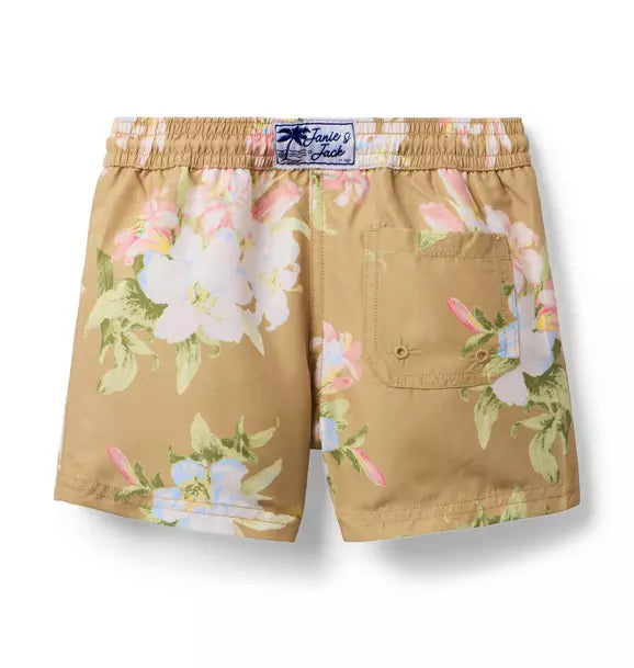 RECYCLED FLORAL SWIM TRUNKS X ICED LATTE FLORAL