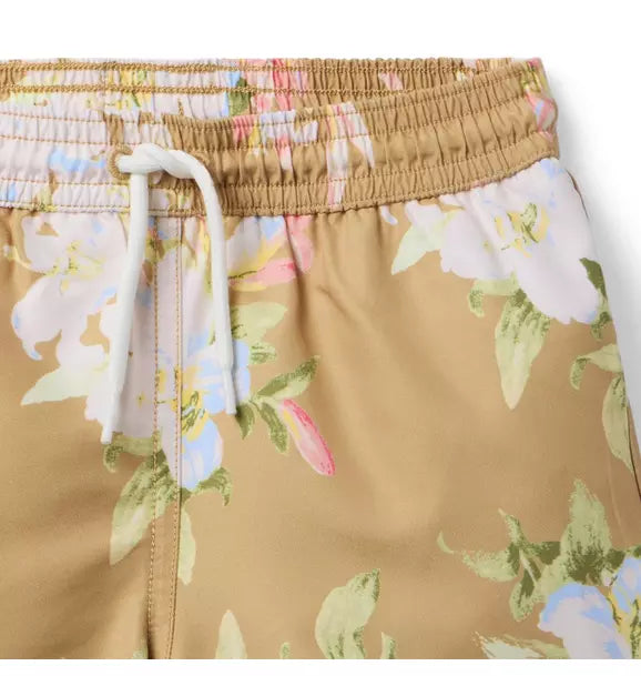 RECYCLED FLORAL SWIM TRUNKS X ICED LATTE FLORAL