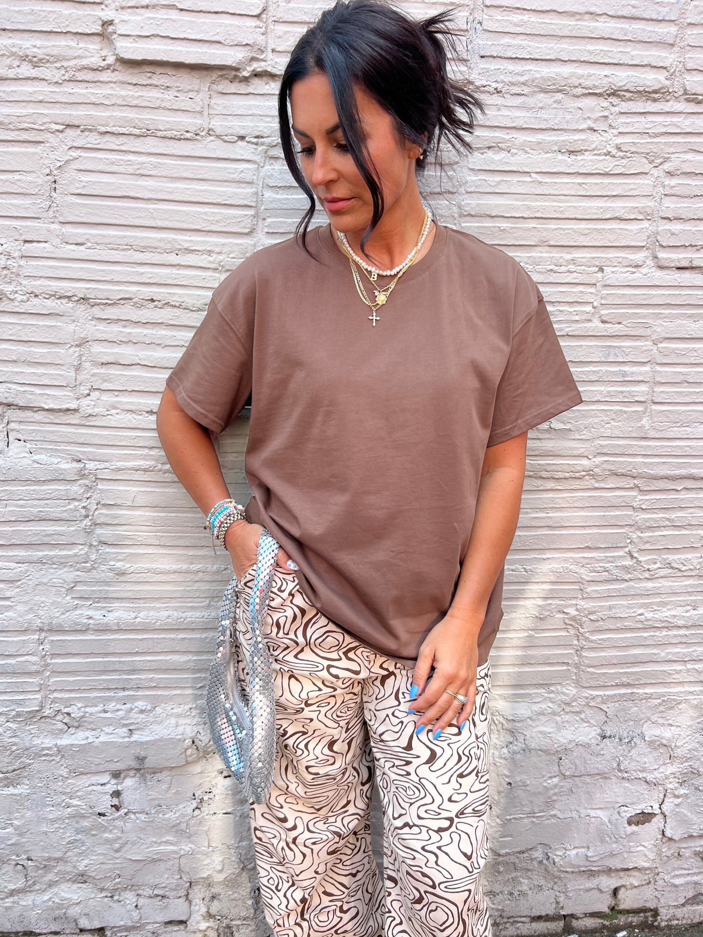 ESPRESSO SOLID OVERSIZED ATHLEISURE TEE - THE HIP EAGLE BOUTIQUE