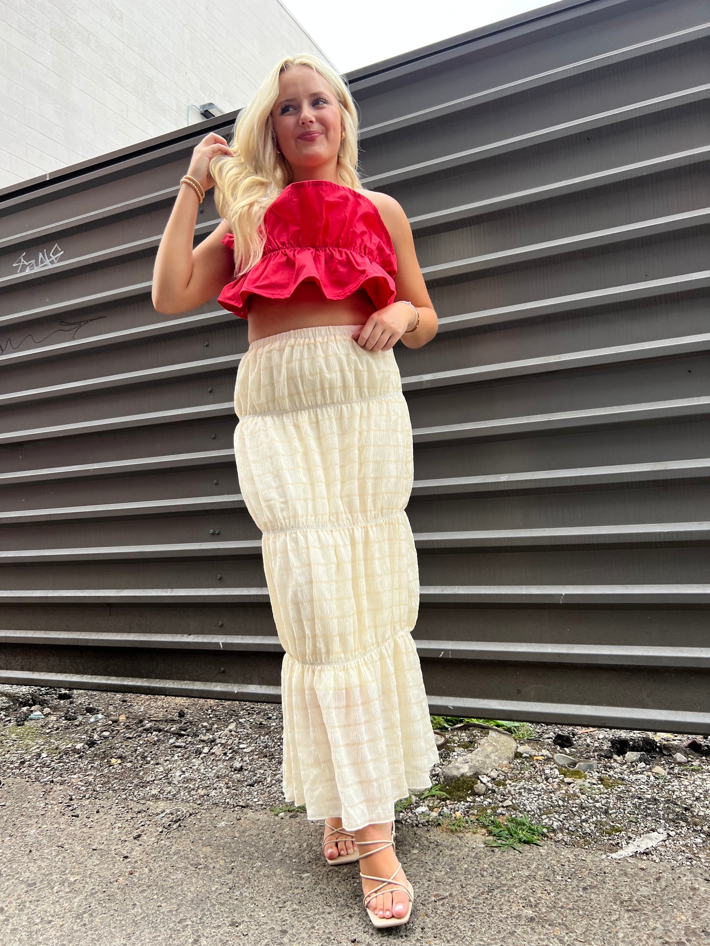 FEARLESS IVORY TIERED MAXI SKIRT - THE HIP EAGLE BOUTIQUE