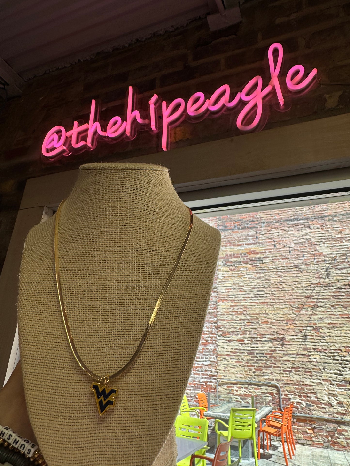 WEST VIRGINIA GOLD & ENAMEL FLAT SNAKE CHAIN NECKLACE