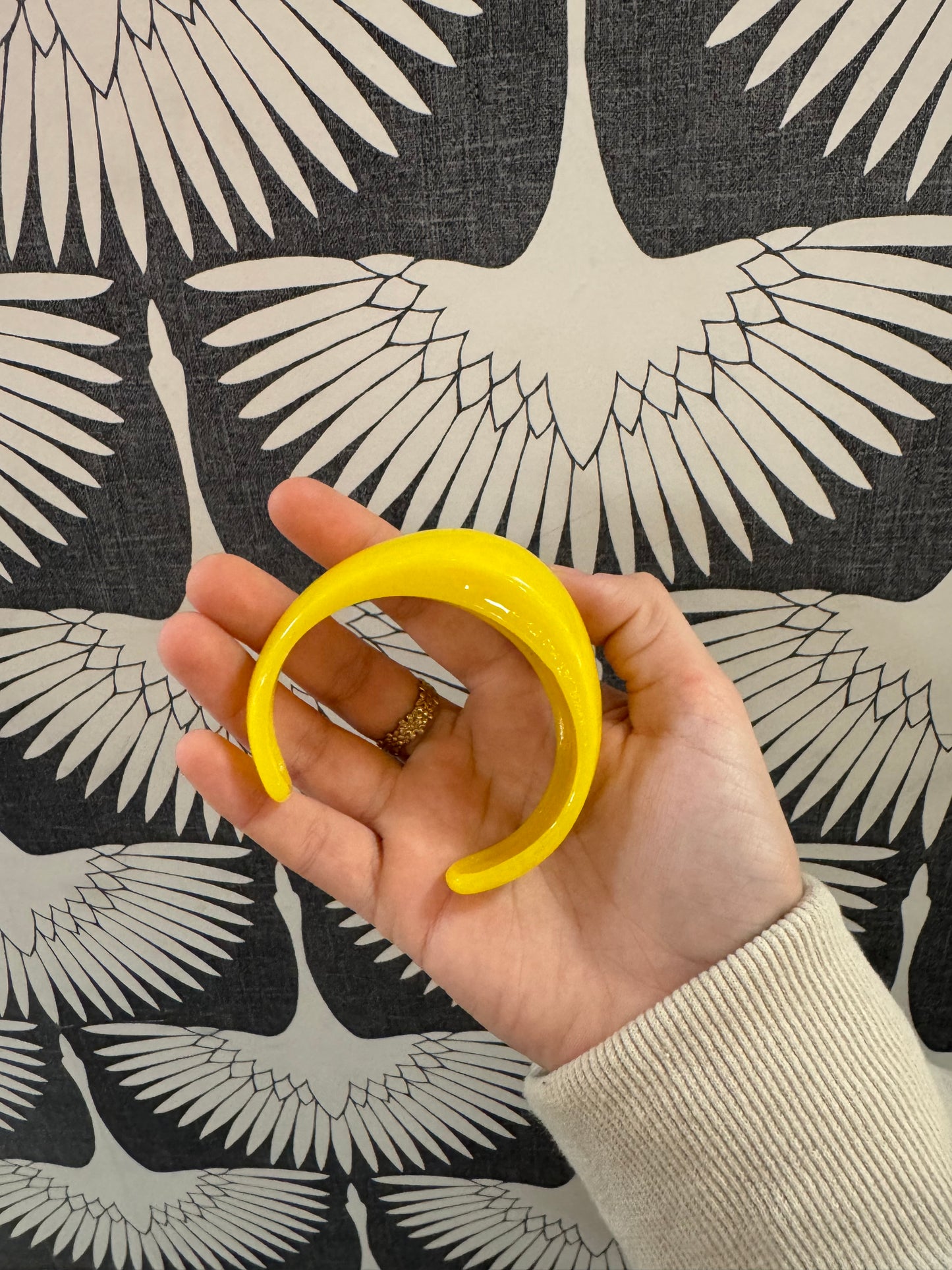 small yellow resin loose lucite cuff bangle cuff bracelet