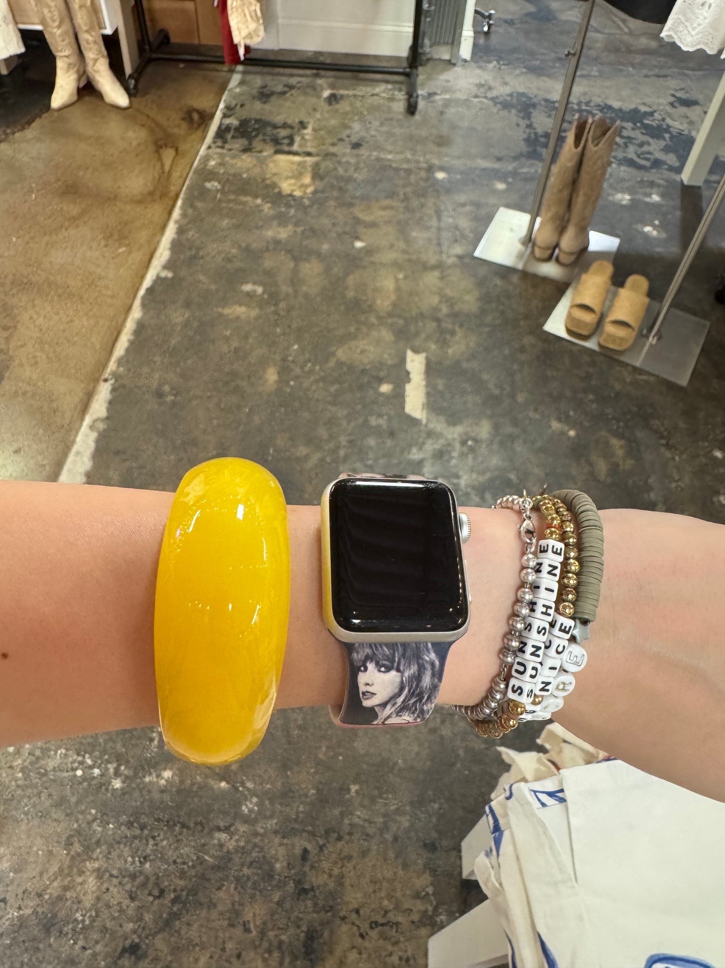 yellow resin loose lucite cuff bangle cuff bracelet