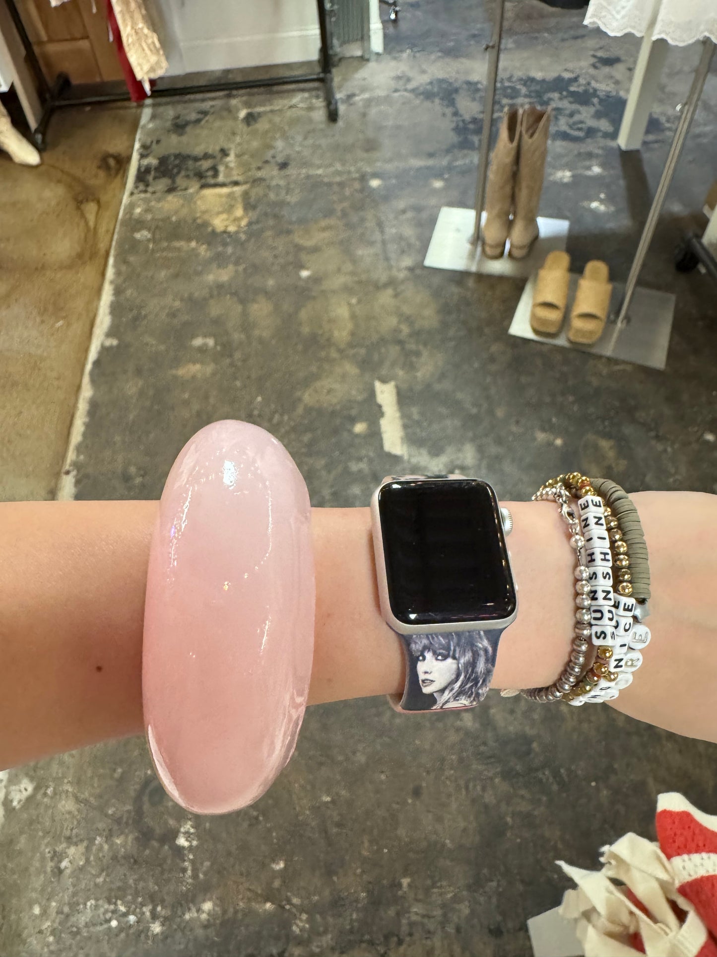 large pink resin loose lucite cuff bangle cuff bracelet