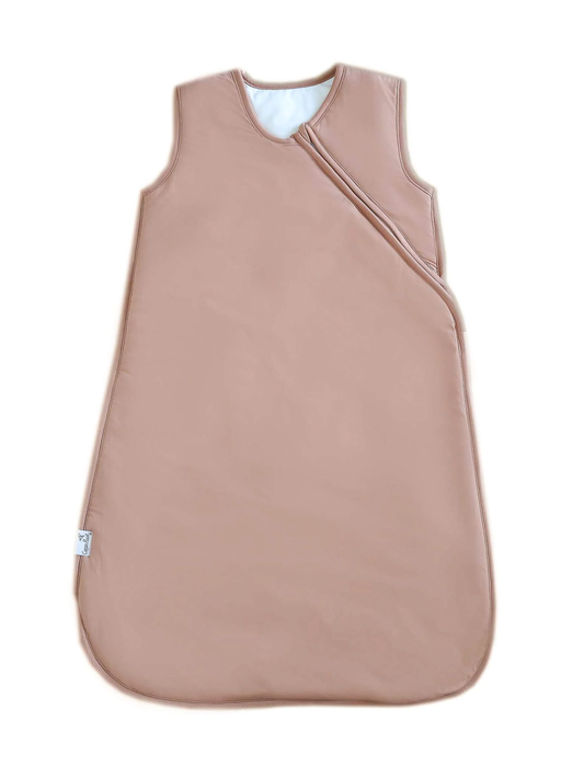 Copper Pearl Cloud baby sleep bag in warm pecan tan with diagonal zip closure