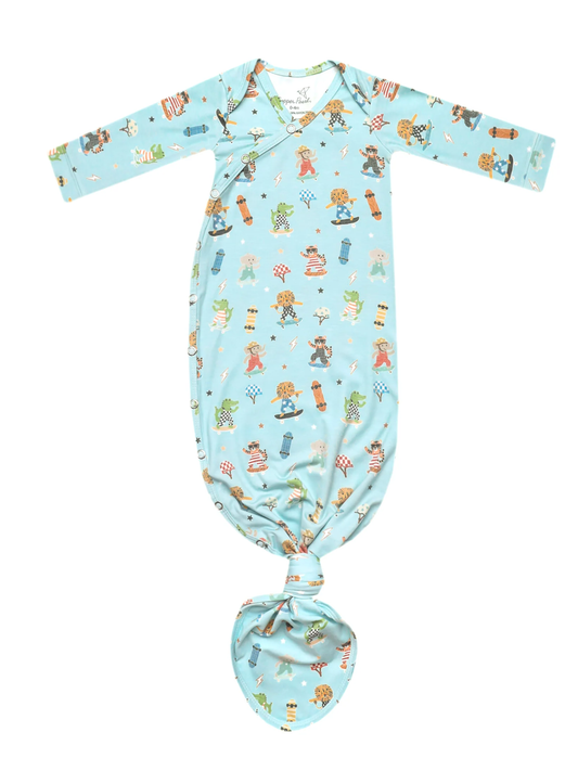 COPPER PEARL NEWBORN KNOTTED GOWN IN TANNER