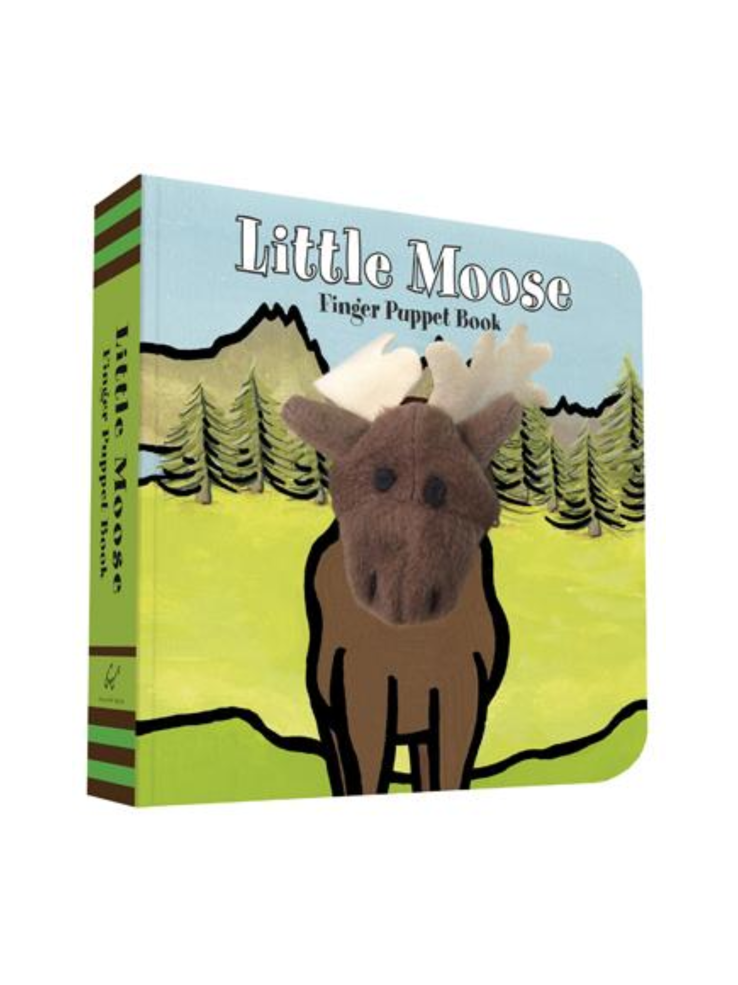 Little Moose Finger Puppet Board Book with plush moose puppet on cover