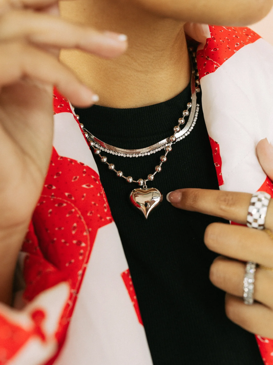 BÉLJOY HEART THROB BEADED NECKLACE X SILVER