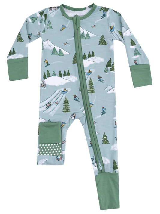 2 WAY ZIPPER CONVERTIBLE ROMPER X WINTER FUN SKIERS