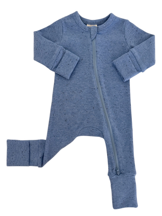 2-WAY ZIP ROMPER X BLUE SPECKLE
