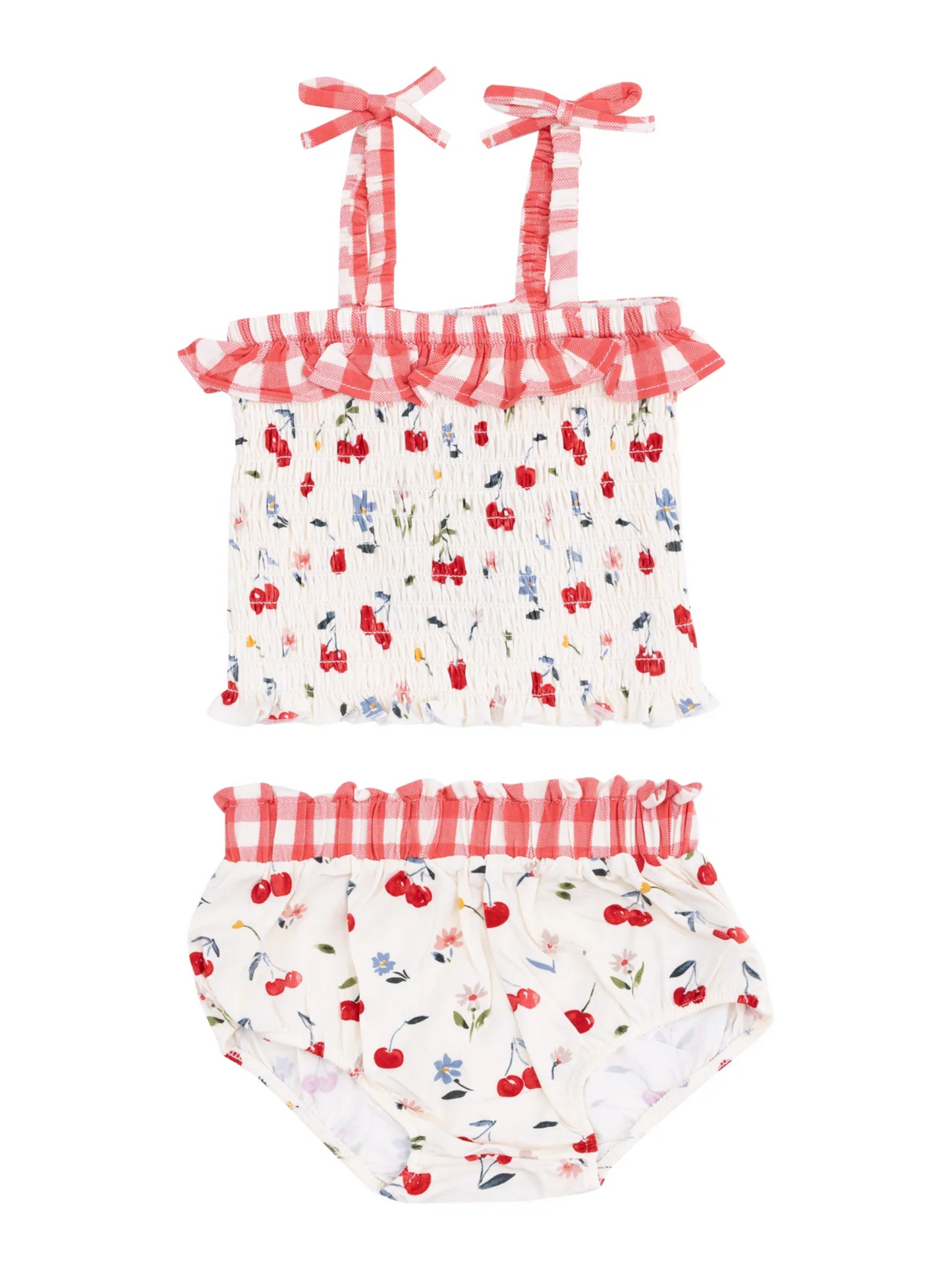 SMOCKED RUFFLE TOP & BLOOMER X WATERCOLOR CHERRIES