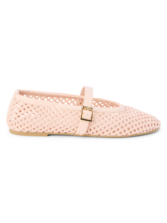 powder pink woven mesh ballet flats