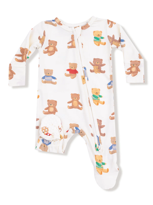 2 WAY ZIPPER FOOTIE X TEDDY BEAR