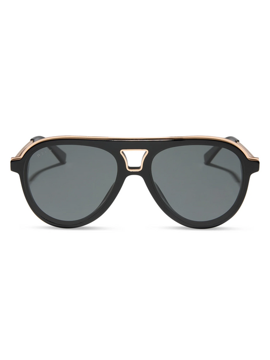 diff flat brow bar modern aviator black sunglasses