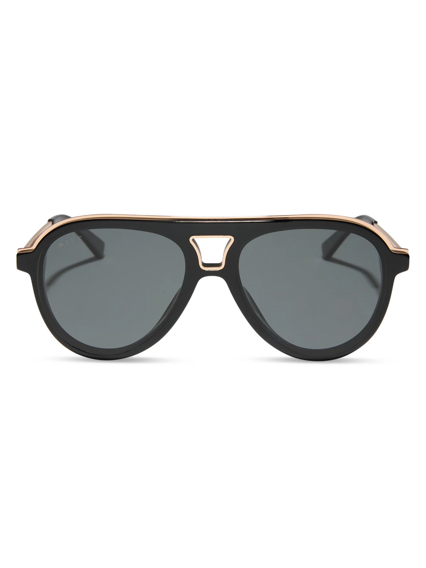 diff flat brow bar modern aviator black sunglasses