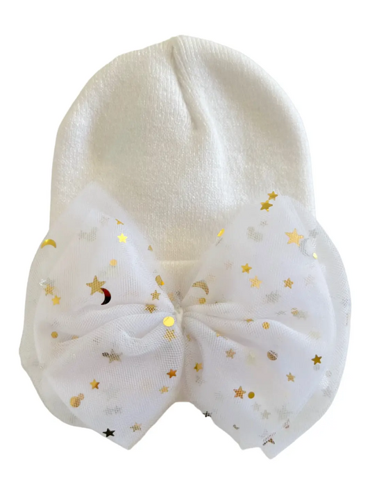 HELLO BABY BOW HAT X GOLD STAR TULLE
