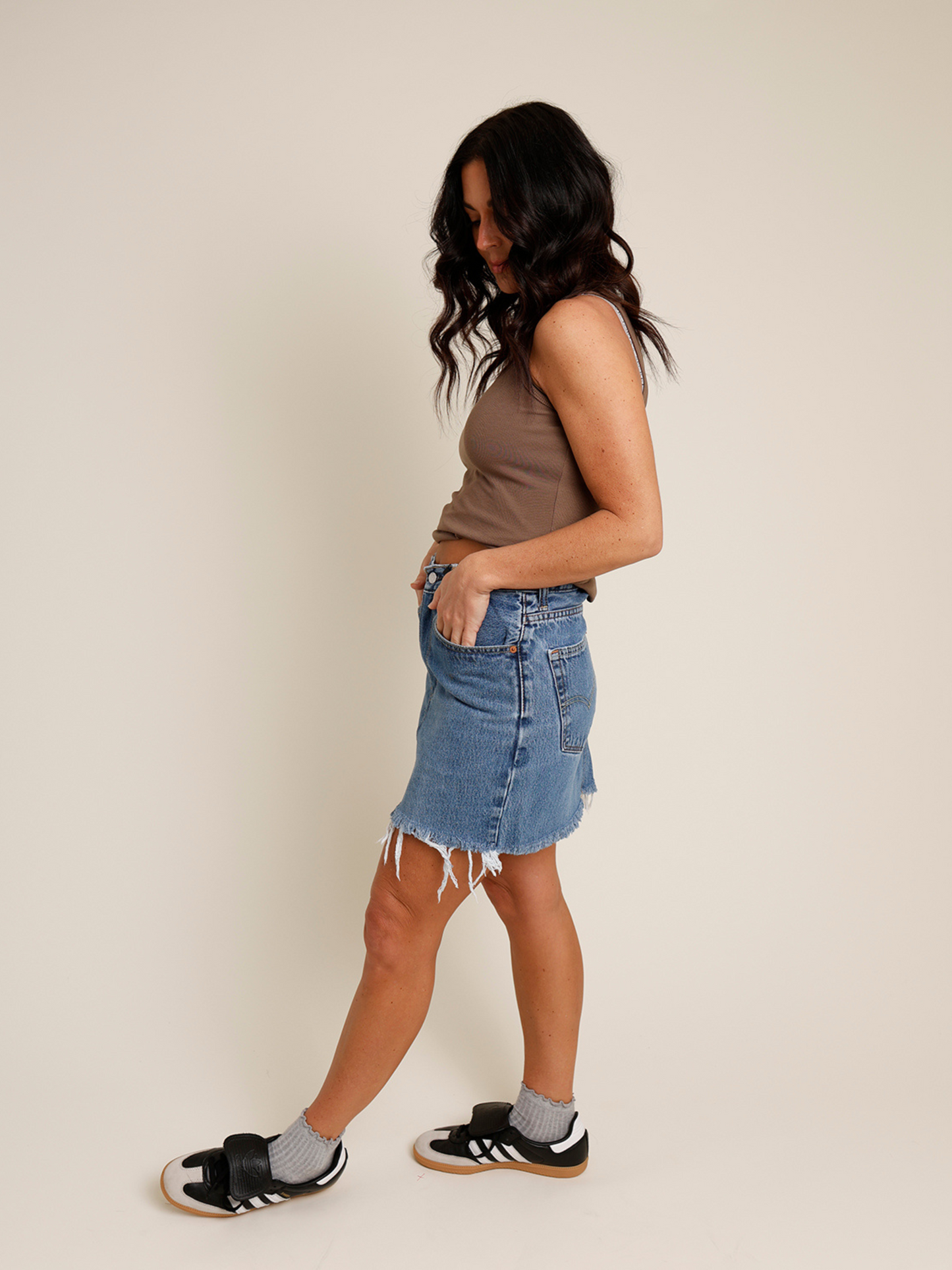 LEVI'S UPCYCLED MID-RISE DENIM MINI SKIRT
