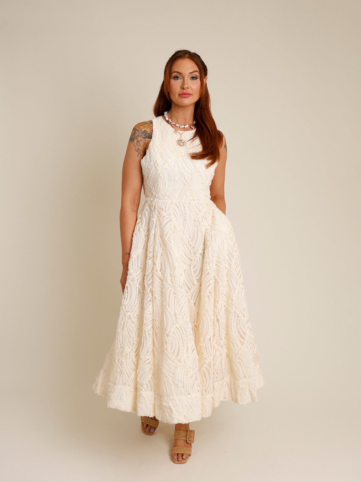 LILLEMOR 3D TEXTURED MIDI DRESS