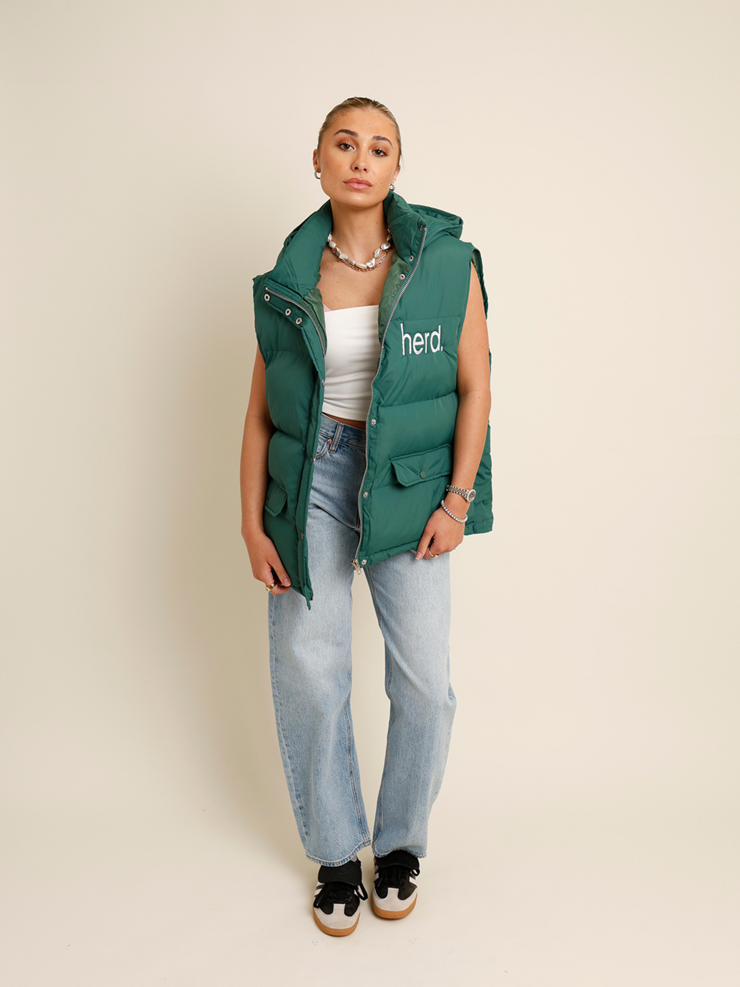 "herd" green puffer vest