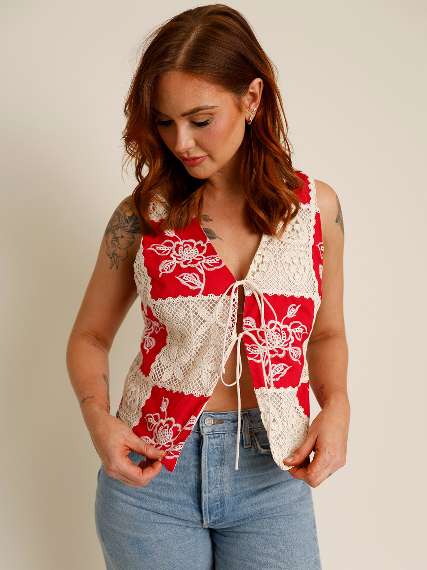 BLUSH HOUR TIE FRONT TOP