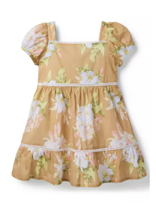 FLORAL PUFF SLEEVE DRESS X ICED LATTE FLORAL