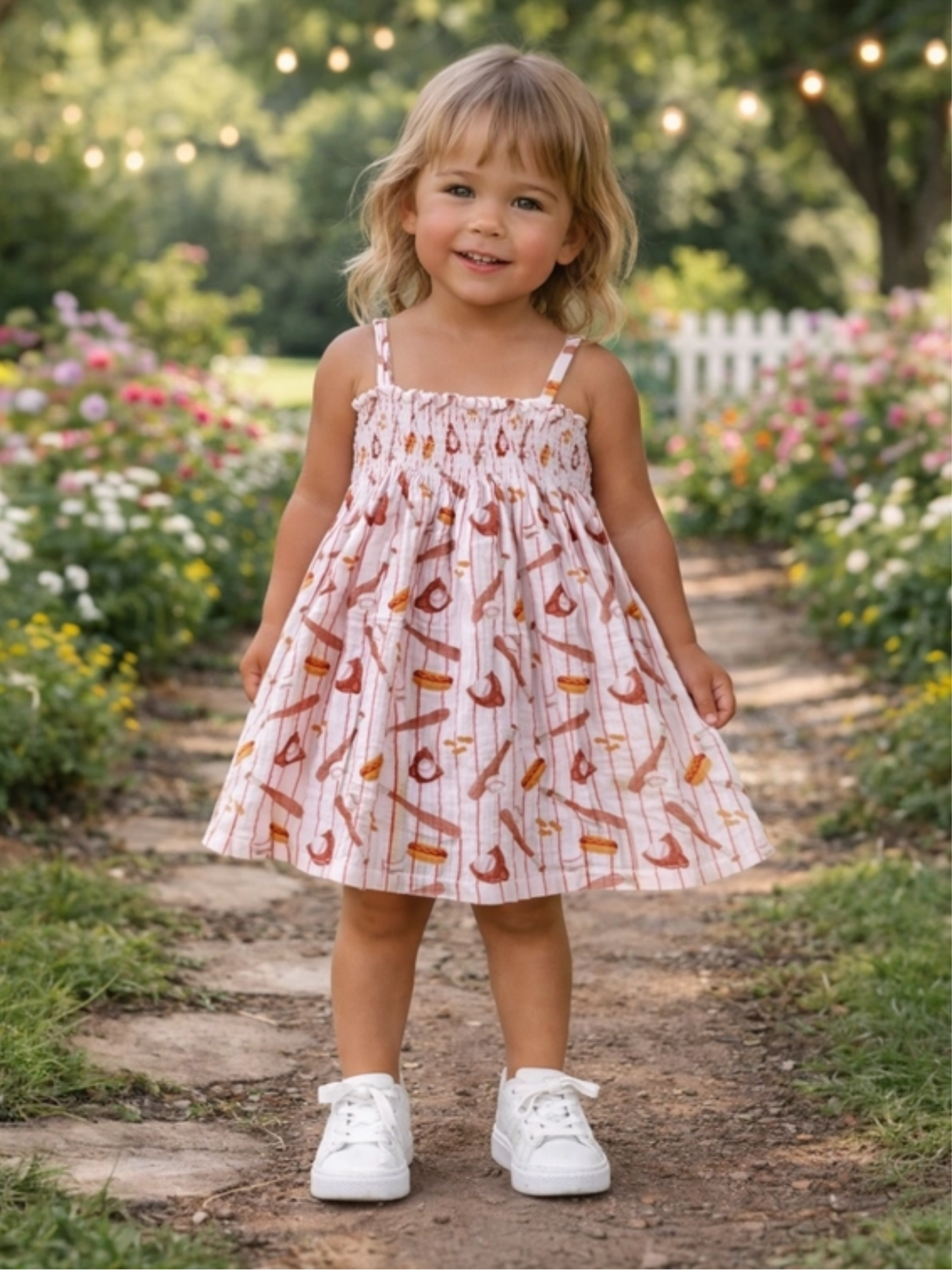 SMOCKED TUBE DRESS X BASEBALL GAME