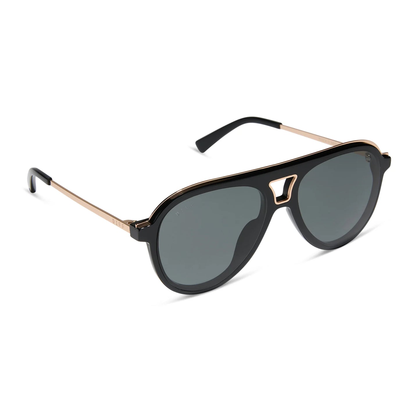 diff flat brow bar modern aviator black sunglasses