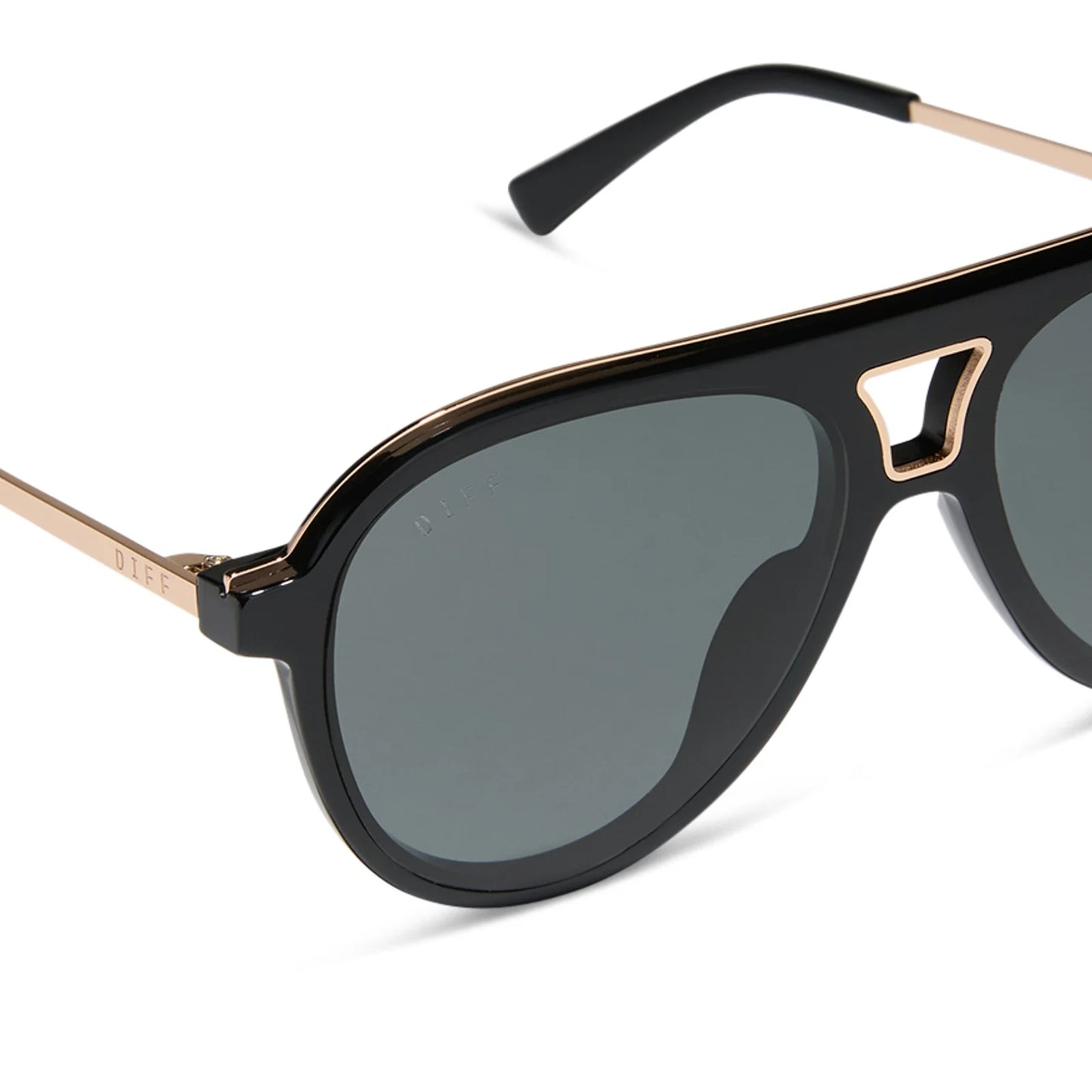 diff flat brow bar modern aviator black sunglasses