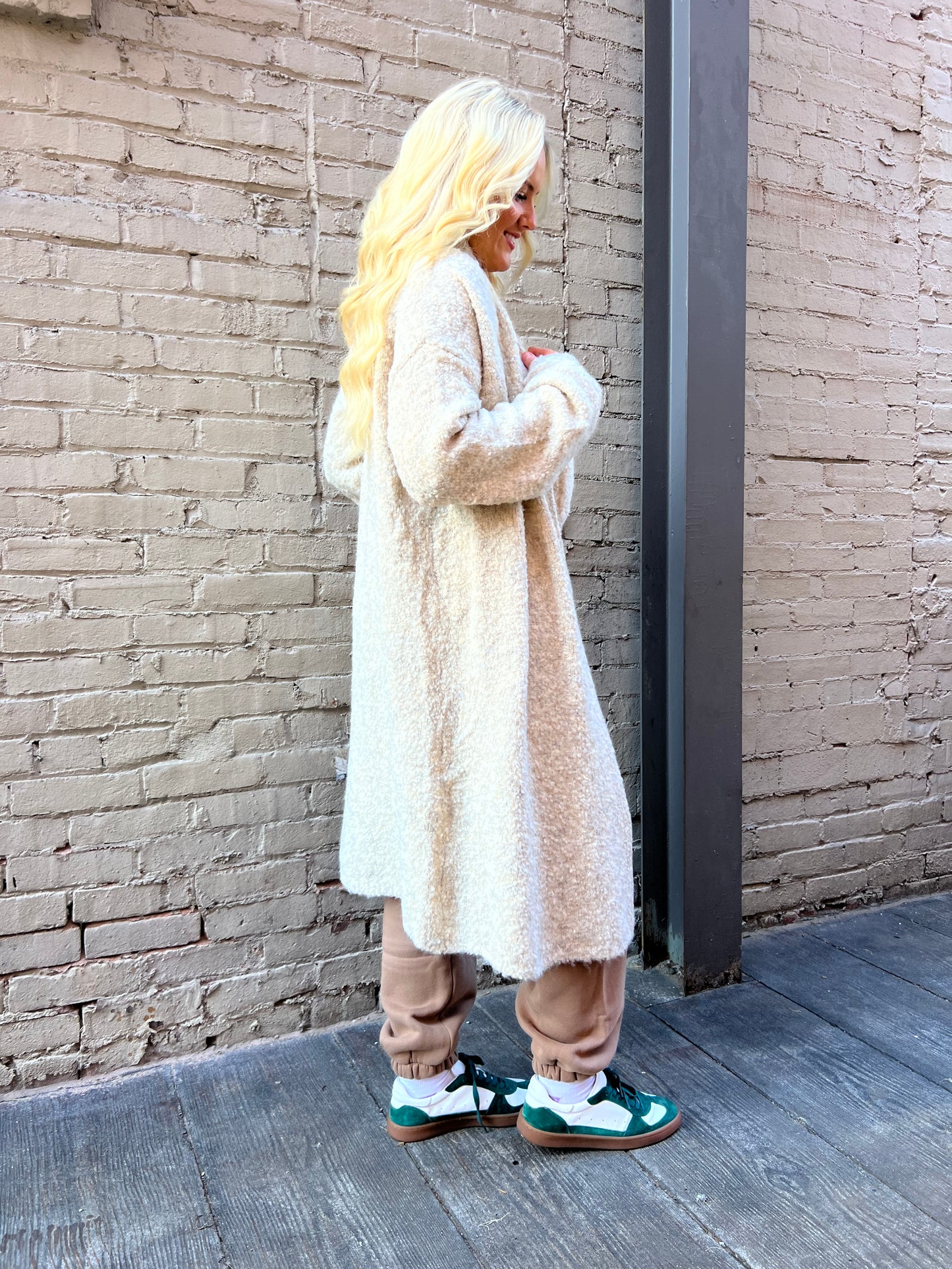 IVORY SOFT BOUCLE LONG CARDIGAN - THE HIP EAGLE BOUTIQUE