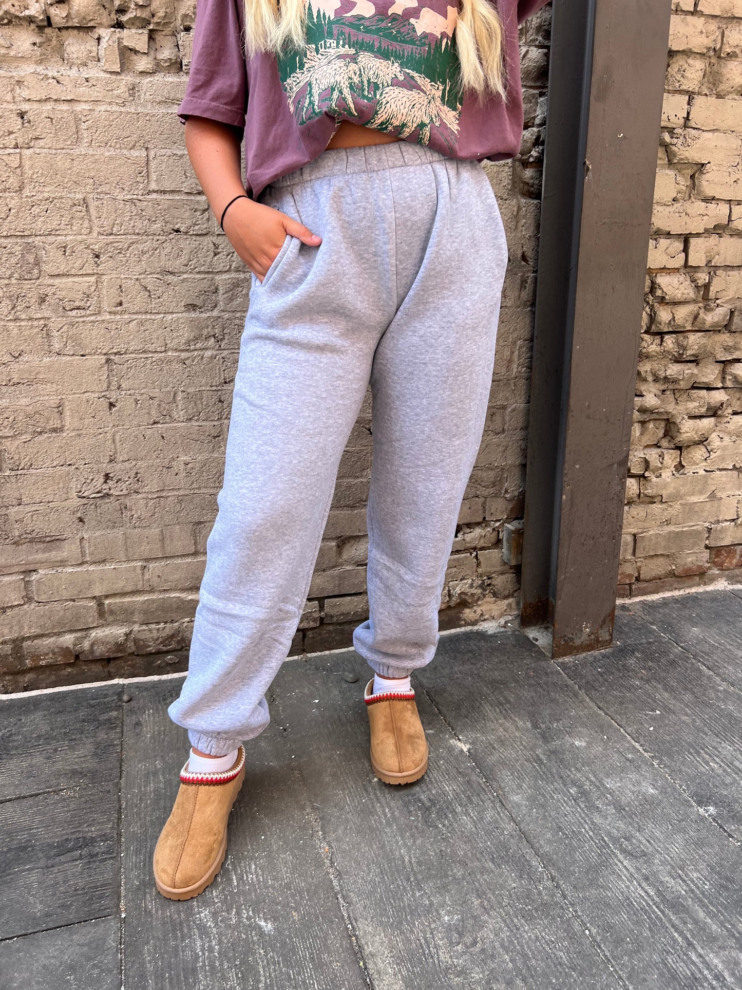 HEATHER GRAY JOGGER SWEATPANTS - THE HIP EAGLE BOUTIQUE